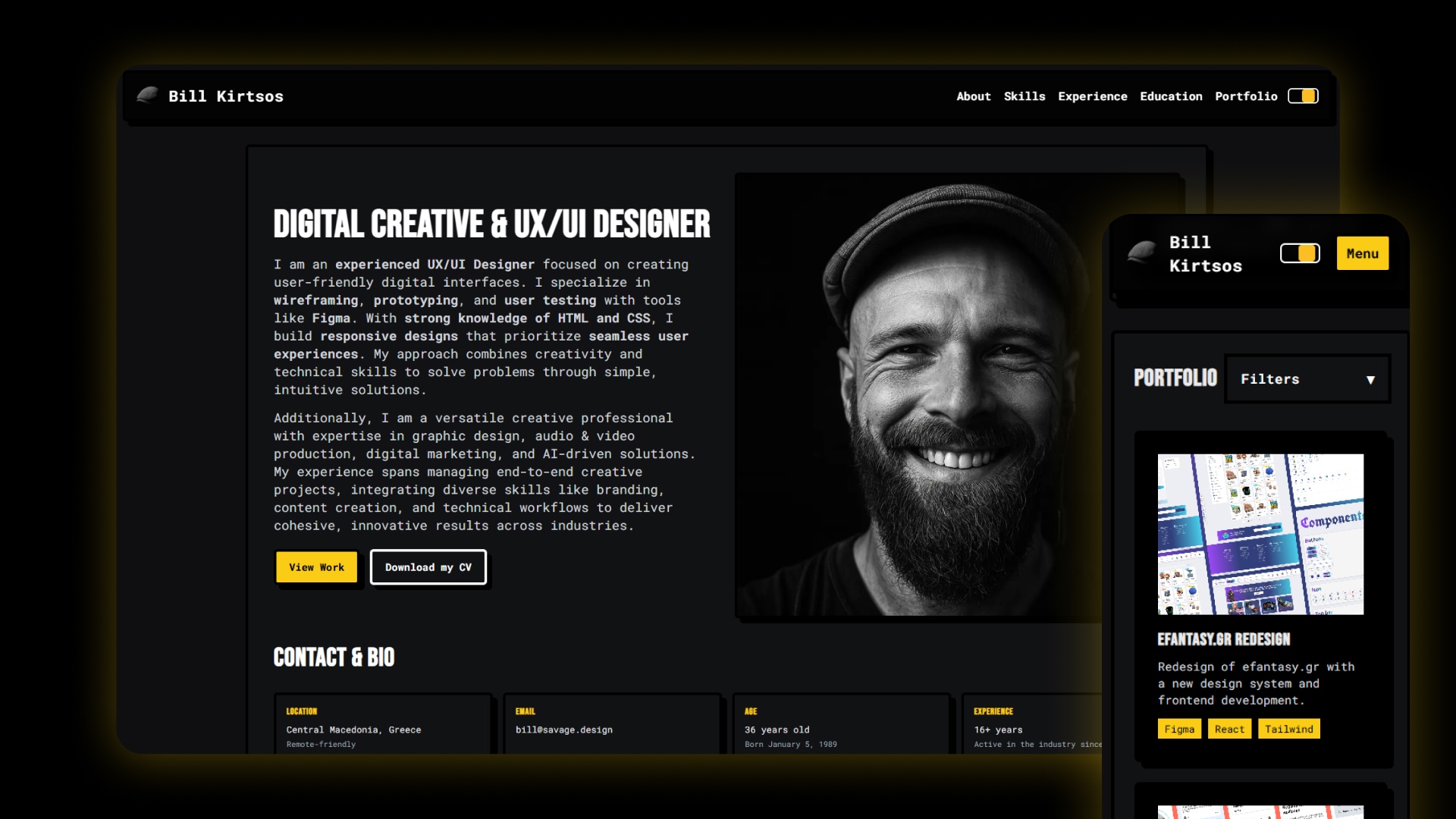Personal Portfolio — Dark Neo-Brutalist